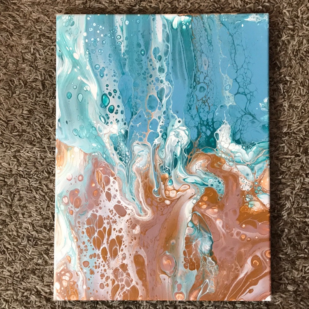Ocean Waves Acrylic Pour 12X16